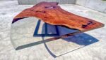 Resin Live Edge Office Desk - Teak Wood