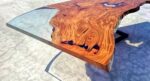 Resin Live Edge Office Desk - Teak Wood