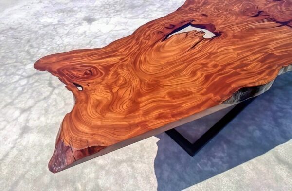 Resin Live Edge Office Desk - Teak Wood