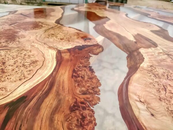 Crystal Clear Resin & Teak Conference Table