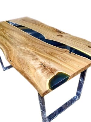 4 Seater Dining Table (Live Edge) - Epoxy Resin & Wood