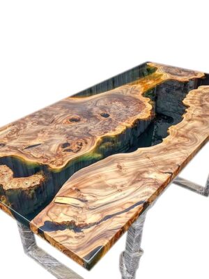 8 Seater Trendy Dining Table - Epoxy Resin & Wood