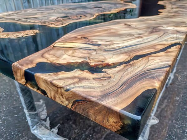 8 Seater Trendy Dining Table - Epoxy Resin & Wood