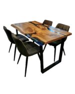 4 Seater Live Edge Dining Table - Epoxy Resin & Wood