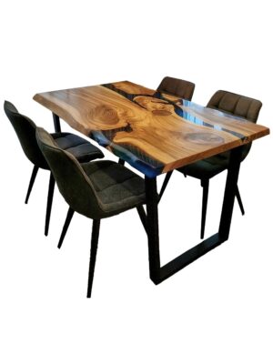 4 Seater Live Edge Dining Table - Epoxy Resin & Wood