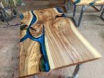 4 Seater Live Edge Dining Table - Epoxy Resin & Wood