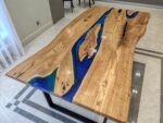 Live Edge 6 Seater Dining Table - Epoxy Resin & Teak Wood