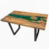 Sea Green Center Table - Epoxy Resin & Teak Wood