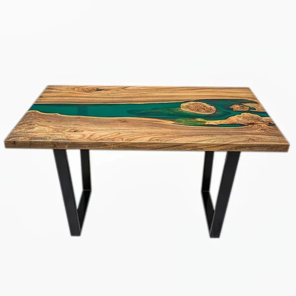 Sea Green Center Table - Epoxy Resin & Teak Wood