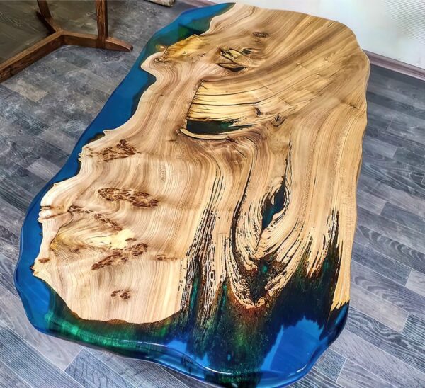 Unique Live Edge Coffee Center Table - Epoxy Resin & Wood