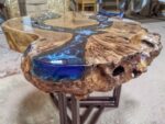 Designer Live Edge Coffee Table - Epoxy Resin & Wood (Ocean Style)