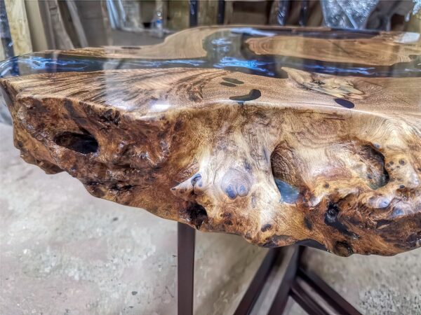 Designer Live Edge Coffee Table - Epoxy Resin & Wood (Ocean Style)