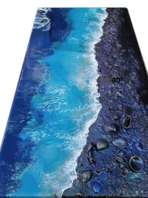 Designer Abstract Console Table - Epoxy Resin & Teak Wood