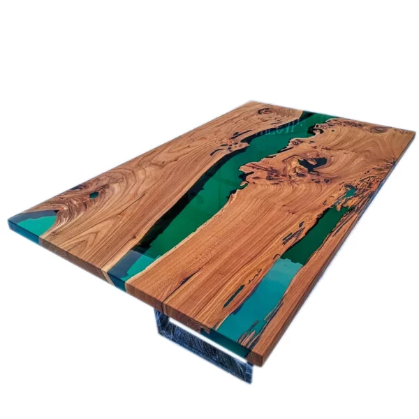 6 Seater Dining Table Made Of Epoxy Resin & Wood