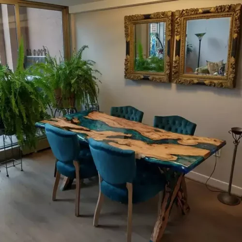 8 Seater Dining Table Made Of Epoxy Resin & Wood photo review