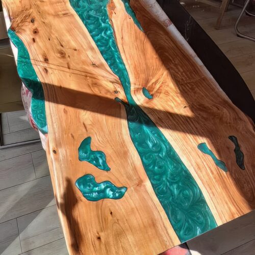 Extendable Resin Conference Table - Epoxy Resin & Teak Wood photo review