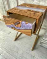 Luxurious Bed Side Table Made Of Epoxy Resin & Wood