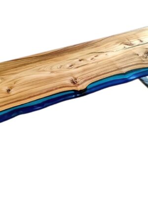 Bench For Dining Table - Epoxy Resin & Wood (Live Edge)