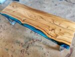 Bench For Dining Table - Epoxy Resin & Wood (Live Edge)