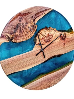 Epoxy Resin & Teak Wood Wall Clock