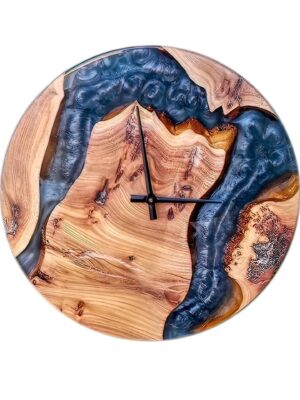 Metallic Resin & Teak Wall Clock