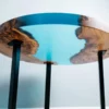 Turquoise Blue Coffee Table - Epoxy Resin and Wood