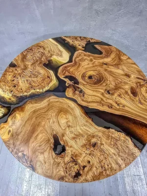 Circular Center Table - Epoxy Resin & Wood