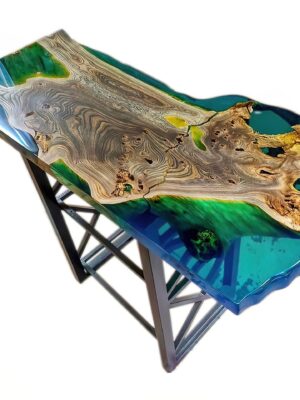 Designer Live Edge Coffee Table - Epoxy Resin and Wood (Abstract)