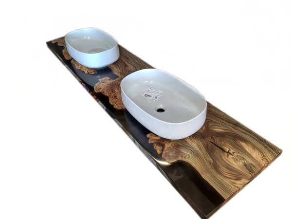 Designer Sink Countertop For Bathroom - Epoxy Resin & Wood