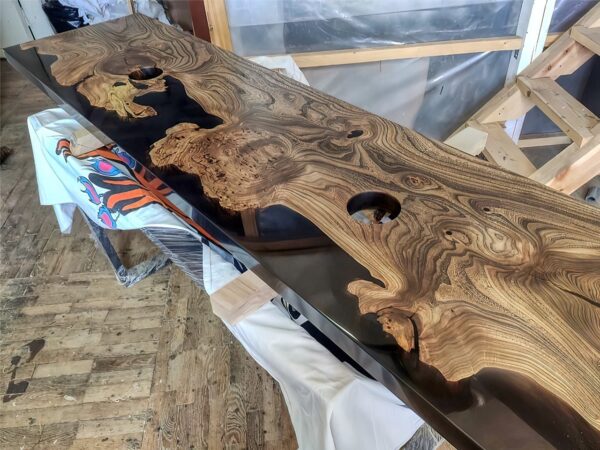 Designer Sink Countertop For Bathroom - Epoxy Resin & Wood