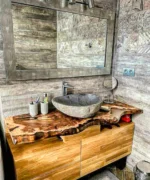 Live Edge Countertop For Washroom Epoxy Resin & Wood