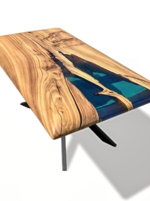 Epoxy Resin Office Desk - Teak Wood