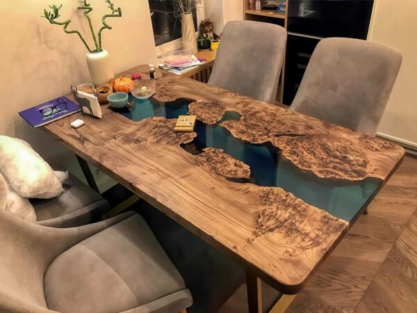 Customised 6 Seater Dining Table - Epoxy Resin &  Wood