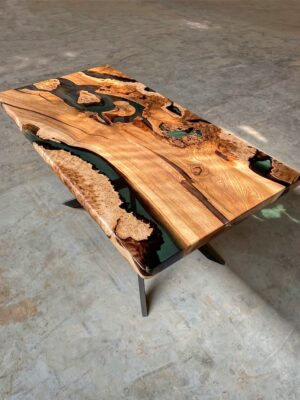 Massive 6 Seater Dining Table - Epoxy Resin & Teak Wood