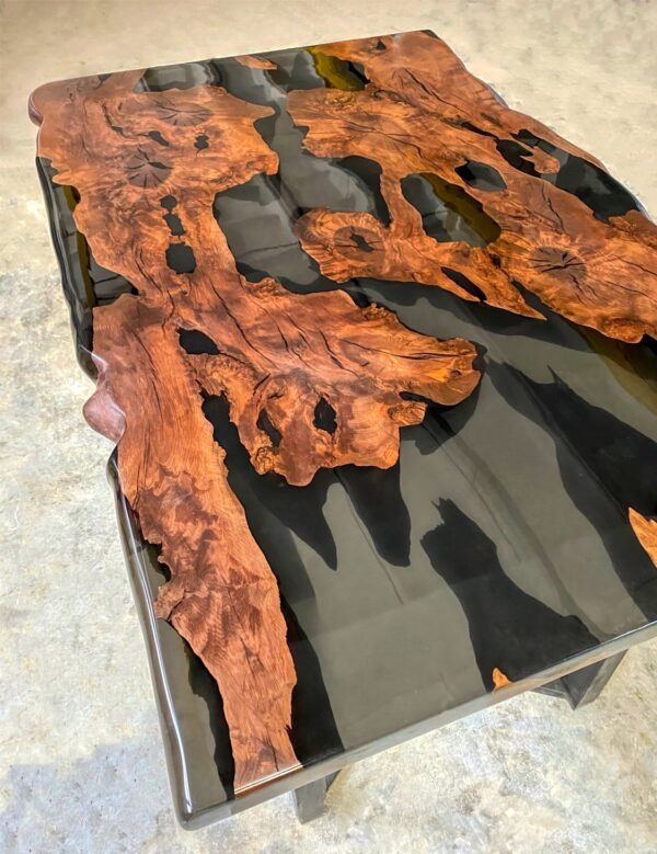 6 Seater Luxury Dining Table - Epoxy Resin & Teak Wood