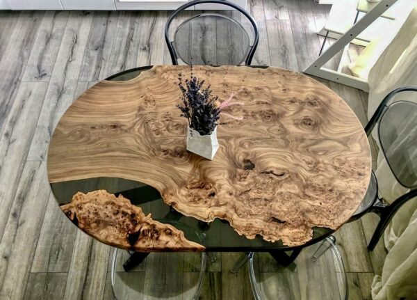 Teak Wood Dining Table - Epoxy Resin