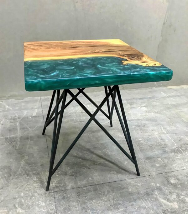 Square Coffee Table - Epoxy Resin & Teak Wood