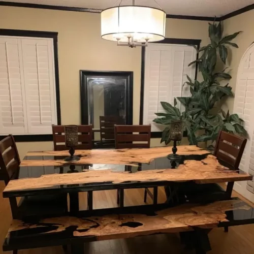 Extendable Resin Conference Table - Epoxy Resin & Teak Wood photo review