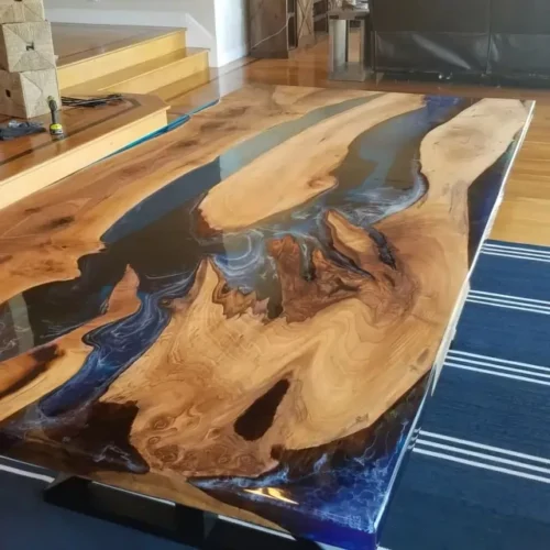 Extendable Resin Conference Table - Epoxy Resin & Teak Wood photo review