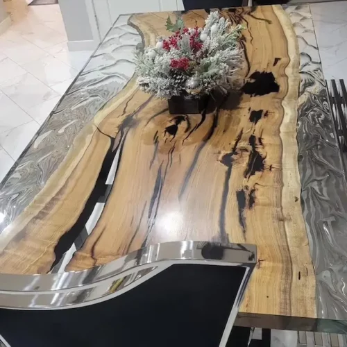 Extendable Resin Conference Table - Epoxy Resin & Teak Wood photo review