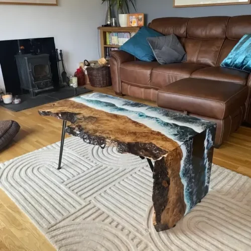 Extendable Resin Conference Table - Epoxy Resin & Teak Wood photo review