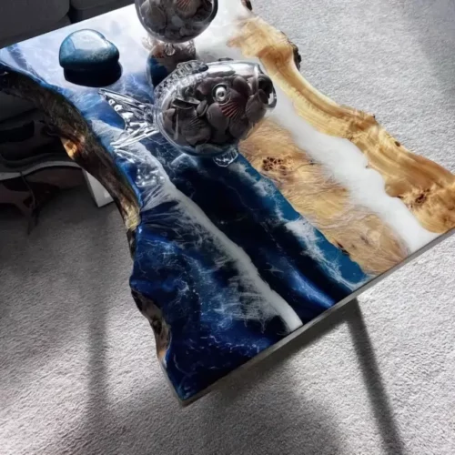 Unique Live Edge Coffee Center Table - Epoxy Resin & Wood photo review