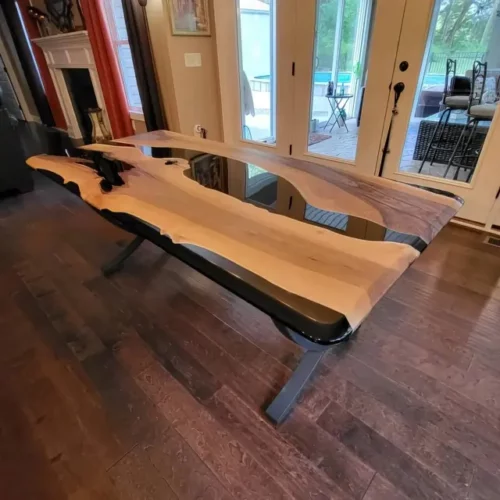 Unique Live Edge Coffee Center Table - Epoxy Resin & Wood photo review