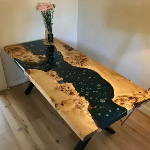 Extendable Resin Conference Table - Epoxy Resin & Teak Wood photo review