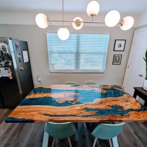 Extendable Resin Conference Table - Epoxy Resin & Teak Wood photo review