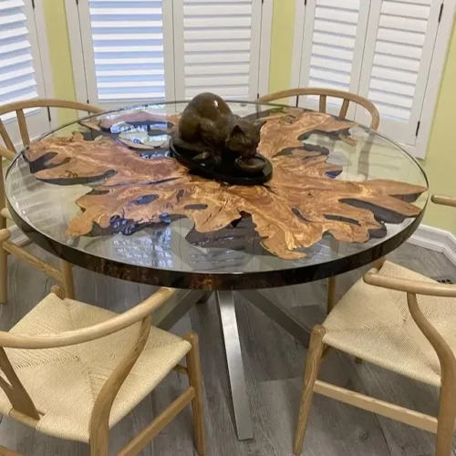 Extendable Resin Conference Table - Epoxy Resin & Teak Wood photo review