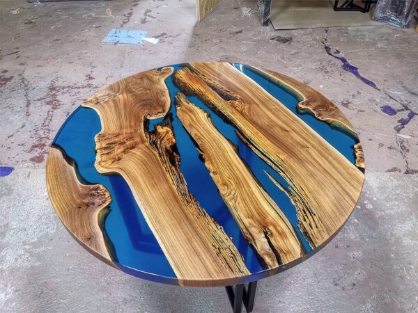 Translucent Blue Premium Coffee Table - Epoxy Resin & Wood