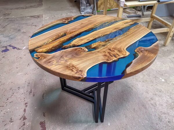 Translucent Blue Premium Coffee Table - Epoxy Resin & Wood