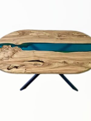 Custom Coffee Table - Epoxy Resin & Teak Wood