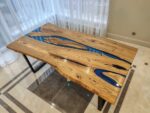 Live Edge 6 Seater Dining Table - Epoxy Resin & Teak Wood